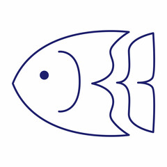 Minimal fish icons showing aquatic animals with various fins, scales, tails and gills swimming in water, as a skeleton or in a bowl. Thin line art about fish. Editable Stroke. Fish icon line. Eps 10