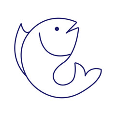 Minimal fish icons showing aquatic animals with various fins, scales, tails and gills swimming in water, as a skeleton or in a bowl. Thin line art about fish. Editable Stroke. Fish icon line. Eps 10