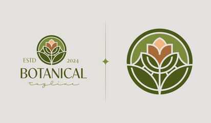 Botanical Plant Leaf Flower Logo Template. Universal creative premium symbol. Vector illustration. Creative Minimal design template. Symbol for Corporate Business Identity