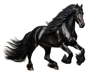 Majestic Black Stallion Power and Grace Isolated on Transparent Background PNG format