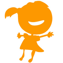 Kids Playing Silhouette Colorful Drawing