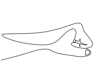 continuous line drawing of fist. Sign or symbol of power