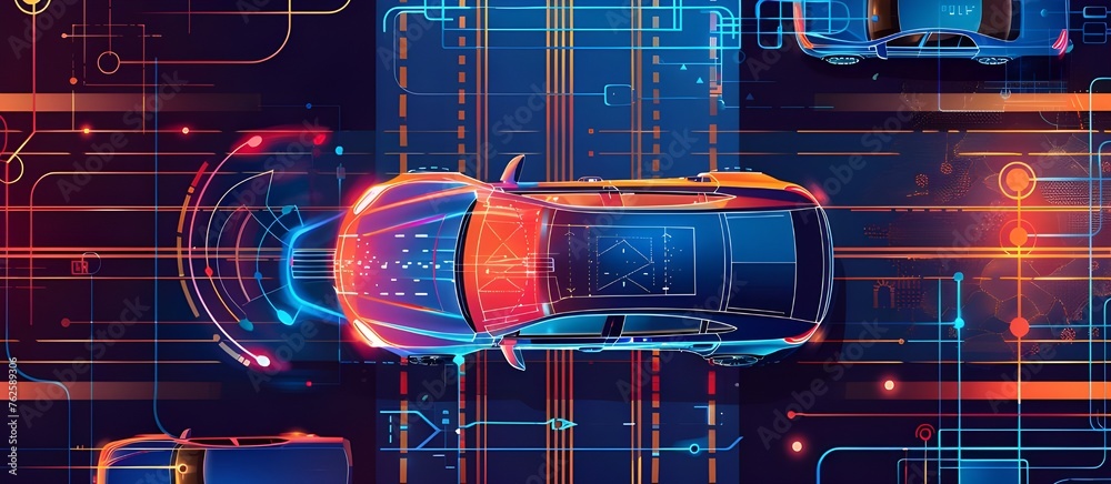 Aufkleber modern smart car technology intelligent system using heads up display (hud) autonomous self driving.