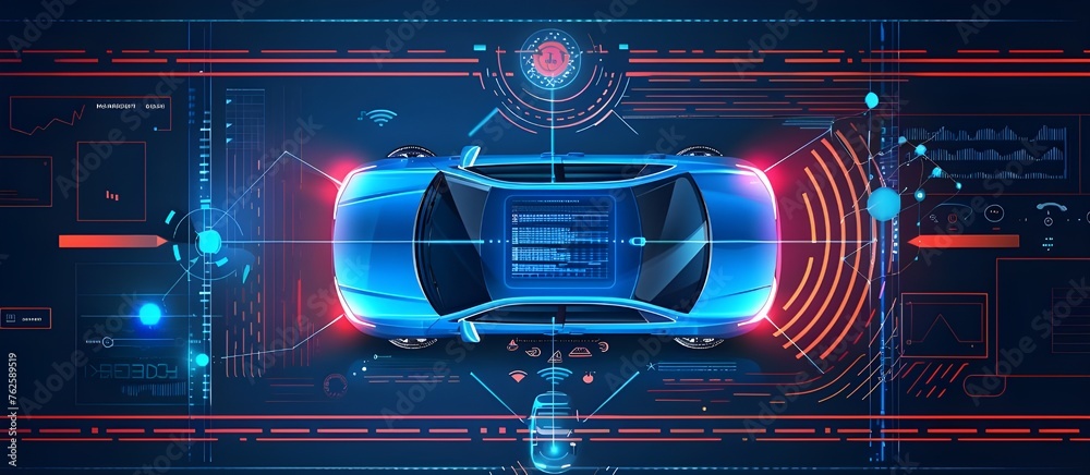 Aufkleber modern smart car technology intelligent system using heads up display (hud) autonomous self driving 