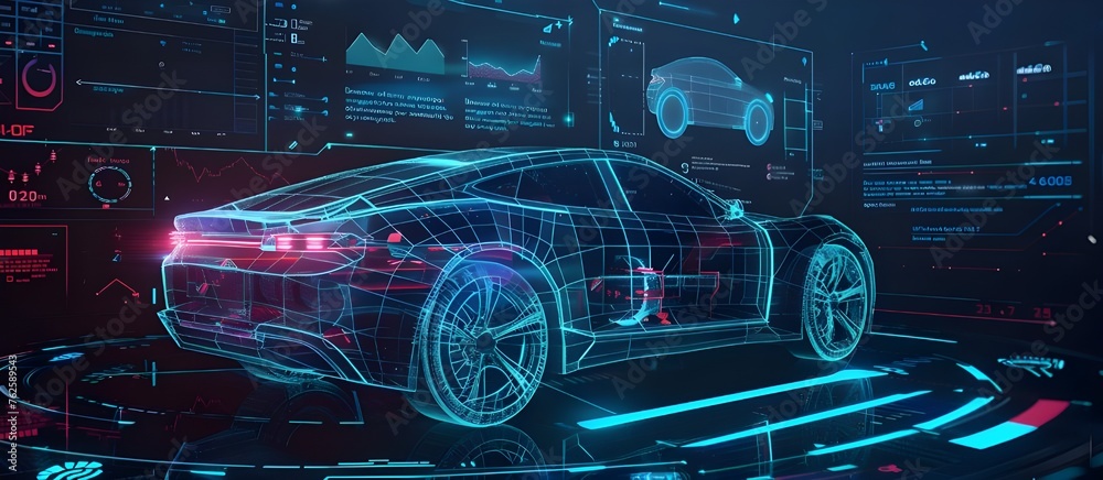 Aufkleber innovation system diagnostic auto in hud ui style. futuristic car service, scanning and auto data an