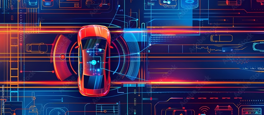 Aufkleber autonomous futuristic car dashboard concept with hud and hologram screens and infotainment system