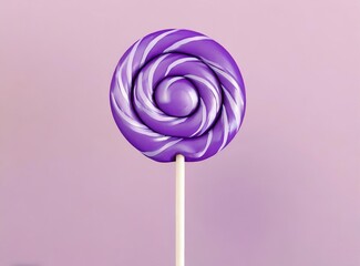 Purple Lollipop 3D Rendering Isolated on Purple Background. Illustration design.