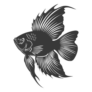 recommend clip art: Silhouette Cute goldfish full body black color only
