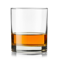 Whiskey in glass isolated on white. Alcoholic drink