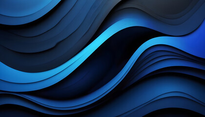 Black dark azure cobalt sapphire blue abstract background Color gradient Geometric shape Wave wavy curved line Rough grunge grain - obrazy, fototapety, plakaty