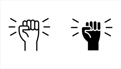 Fist Bump Isolated Line Icon set Style Design on white background