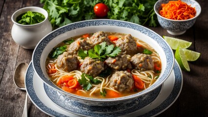 Baksa soup is a dish of Indonesian cuisine