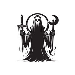 Ghost silhouette: Vector Ghost Silhouettes Hauntingly Capturing Ethereal Forms in Minimalist Design. Ghost black illustration