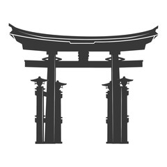Silhouette japanese traditional gate black color only