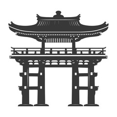 Silhouette japanese traditional gate black color only