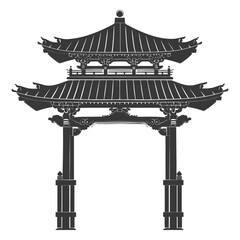 Silhouette japanese traditional gate black color only
