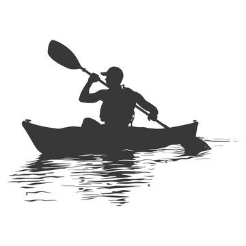 recommend clip art: Silhouette Man Canoe Player in action full body black color only