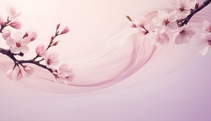 Picture a wave of soft, muted pastel shades of pink and purple, with delicate, swirling patterns suggesting the delicate dance of cherry blossoms in the wind.