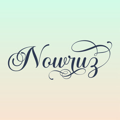 Navruz holiday, Beautiful inscription Navruz, calligraphic text, March, holiday card, background, gradient, soft colors