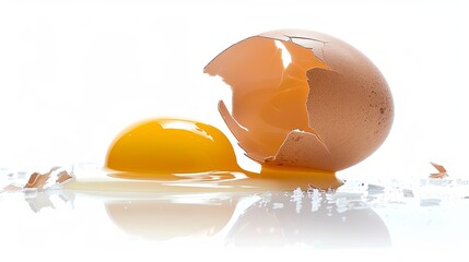 broken egg  on a white background