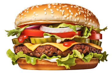 Appetizing burger on transparent background