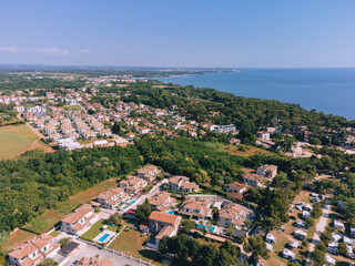 Aerial View of Sea and Houses in Savudrija, Croatia.