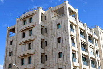 Modern appearance of high-rise buildings and structures made of glass and concrete.