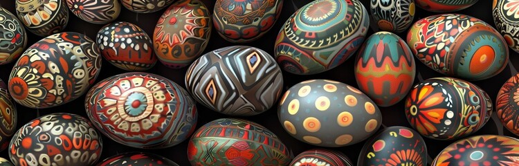 lot of colorful decorated easter eggs