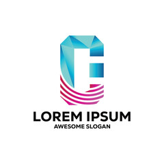 c letter logo colorful gradient abstract vector illustration