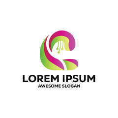 c letter logo colorful gradient abstract vector illustration