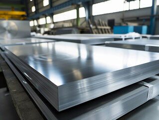 Stacked Aluminum Sheets in Industrial Warehouse
