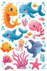 Deken met patroon In de zee sea life cartoon collection
