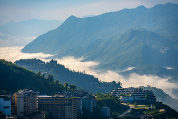 Cloud-Wrapped Town of Sapa Amidst the Vietnamese Highlands