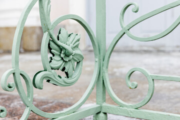 Vintage forged railings with floral decoration design elements
