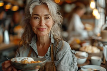 Portrait of happy middle-aged women in restaurant. relax, weekends, lunch break concept. - obrazy, fototapety, plakaty