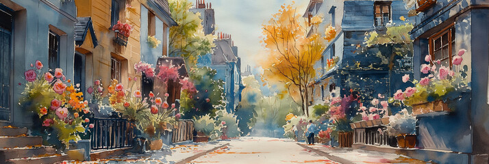 Watercolor paintings of Streets in France 05
