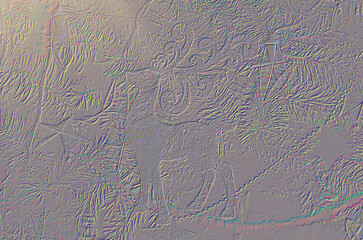 New Year's card in engraving style Christmas deer in monochrome colors In the light of the sun