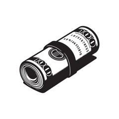 Cash Flow: Vector Money Roll Silhouettes Symbolizing Wealth, Prosperity, and Financial Success.