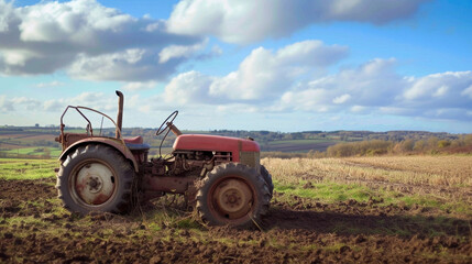 Fototapeta premium Rustic Tractor on English Farmland
