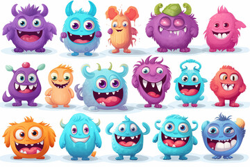 Fototapeta premium Set of cute small monsters