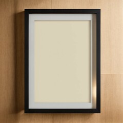 A photo of a black frame with a white background. The frame is made of wood and has a simple, clean design. The background is a plain white wall.