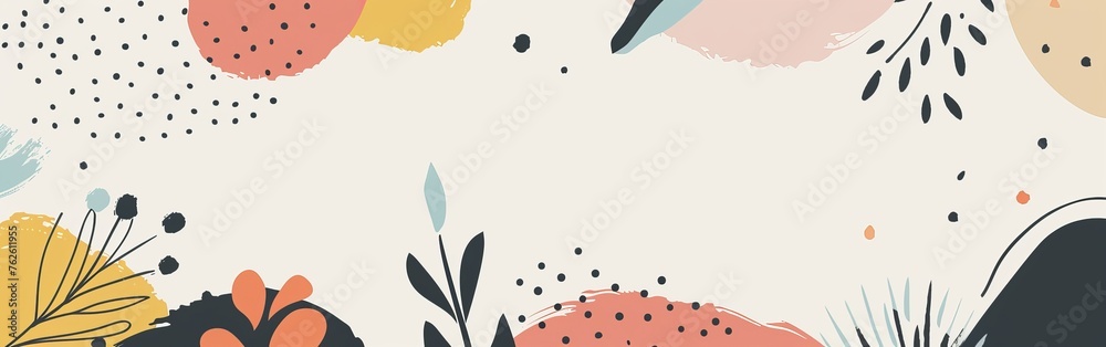 Poster A minimalist wall showcasing a repetitive plant pattern, adding a touch of nature indoors. The pattern seamlessly flows across the wall, creating a visually appealing and organic design element.