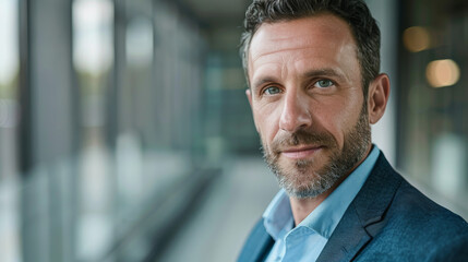 Fototapeta premium A portrait of a confident businessman, taken at eye level to convey direct engagement
