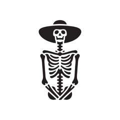 Obraz premium Bony Figures: Vector Skeleton Silhouettes Evoking Spooky Vibes and Halloween Eleganc. Skeleton black illustration.