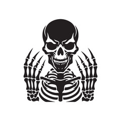 Bony Figures: Vector Skeleton Silhouettes Evoking Spooky Vibes and Halloween Eleganc. Skeleton black illustration.