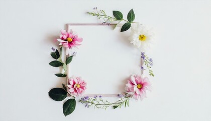  frame of flowers on white background