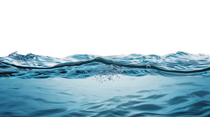 Clean drinking water cross sectional view with little bubbles on an isolated background