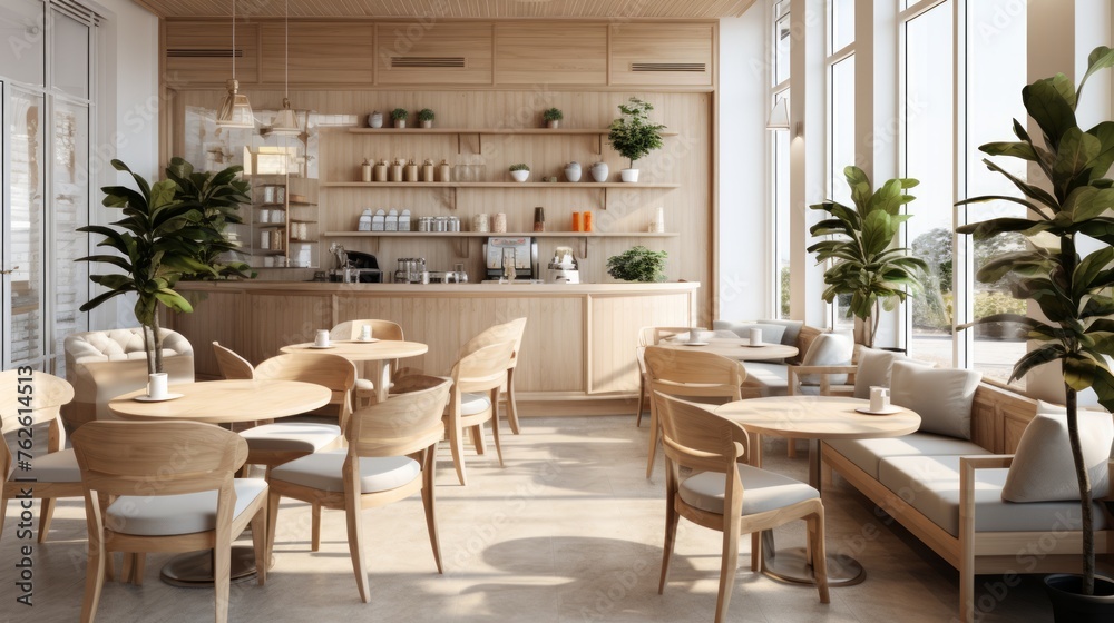 Poster generative ai small coffee shop in light colors