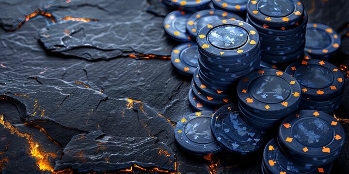 Gaming chips in a casino on the table. Concept: feeling of risk and high stakes of gambling,
gambling addiction, gambling addiction and support