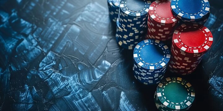 Gaming chips in a casino on the table. Concept: feeling of risk and high stakes of gambling,
gambling addiction, gambling addiction and support